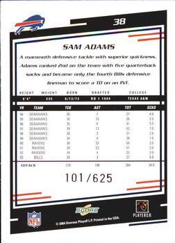 2004 Score - Scorecard #38 Sam Adams Back