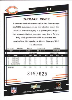 2004 Score - Scorecard #61 Thomas Jones Back