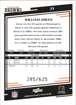 2004 Score - Scorecard #71 William Green Back