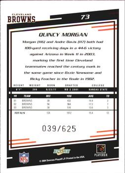 2004 Score - Scorecard #73 Quincy Morgan Back