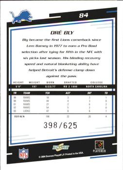 2004 Score - Scorecard #84 Dre' Bly Back