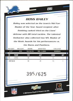 2004 Score - Scorecard #86 Boss Bailey Back