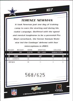 2004 Score - Scorecard #107 Terence Newman Back