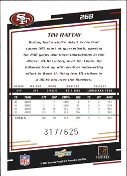 2004 Score - Scorecard #268 Tim Rattay Back