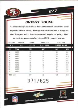 2004 Score - Scorecard #277 Bryant Young Back