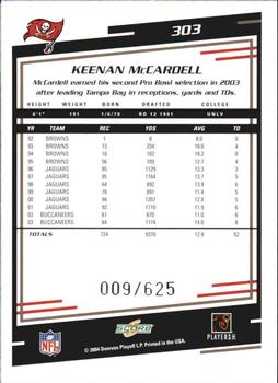 2004 Score - Scorecard #303 Keenan McCardell Back