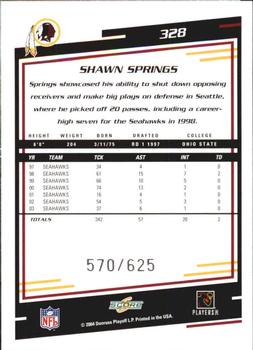 2004 Score - Scorecard #328 Shawn Springs Back