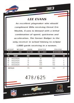 2004 Score - Scorecard #383 Lee Evans Back