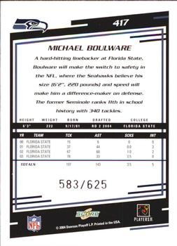 2004 Score - Scorecard #417 Michael Boulware Back