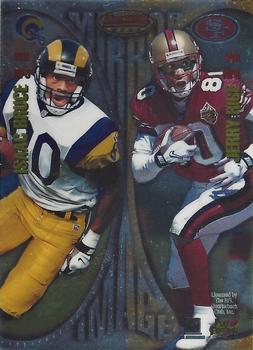 1997 Bowman's Best - Mirror Images #MI7 Jerry Rice / Isaac Bruce / Tony Martin / Marvin Harrison Front