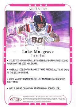 2023 SAGE Artistry - Gray #83 Luke Musgrave Back