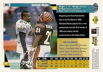 1997 Collector's Choice #194 Natrone Means Back