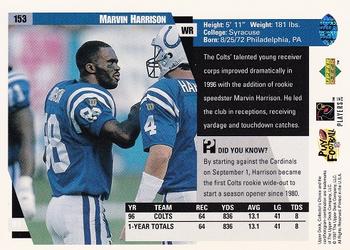 1997 Collector's Choice #153 Marvin Harrison Back