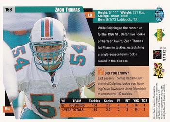 1997 Collector's Choice #168 Zach Thomas Back