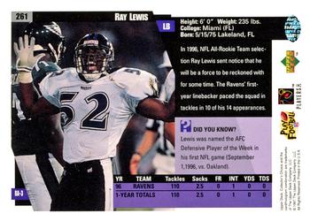 1997 Collector's Choice #261 Ray Lewis Back