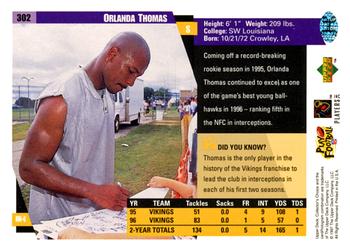 1997 Collector's Choice #302 Orlando Thomas Back