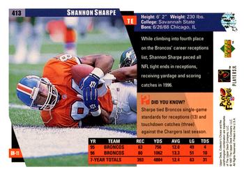 1997 Collector's Choice #413 Shannon Sharpe Back