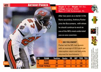 1997 Collector's Choice #422 Anthony Parker Back