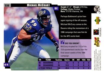 1997 Collector's Choice #530 Michael McCrary Back
