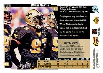 1997 Collector's Choice #540 Wayne Martin Back
