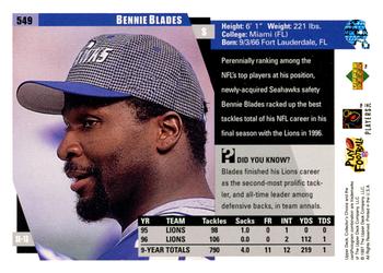 1997 Collector's Choice #549 Bennie Blades Back