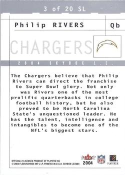 2004 SkyBox LE - Sky's the Limit #3 SL Philip Rivers  Back