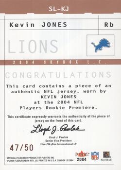 2004 SkyBox LE - Sky's the Limit Jerseys Copper #SL-KJ Kevin Jones Back