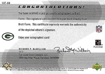 2004 SP Authentic - Sign of the Times #SOT-BF Brett Favre Back