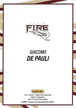 2023 Panini Rhein Fire #NNO Giacomo de Pauli Back