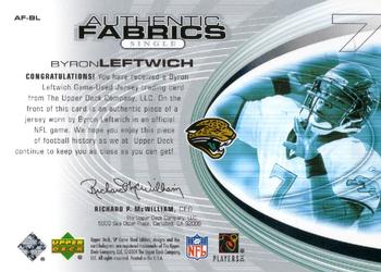 2004 SP Game Used - Authentic Fabrics #AF-BL Byron Leftwich Back