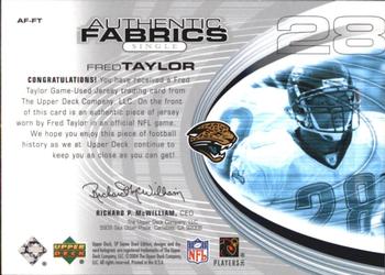 2004 SP Game Used - Authentic Fabrics #AF-FT Fred Taylor Back