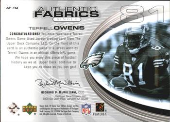 2004 SP Game Used - Authentic Fabrics #AF-TO Terrell Owens Back
