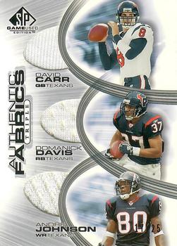 2004 SP Game Used - Authentic Fabrics Triples #AF3-CDJ David Carr / Domanick Davis / Andre Johnson Front