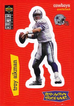 1997 Collector's Choice - Play Action Stick-Ums #S2 Troy Aikman Front