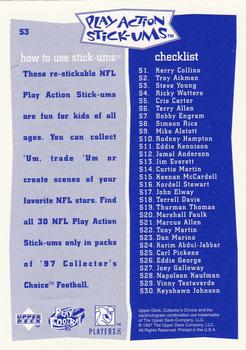 1997 Collector's Choice - Play Action Stick-Ums #S3 Steve Young Back
