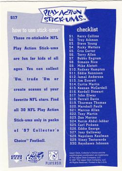 1997 Collector's Choice - Play Action Stick-Ums #S17 John Elway Back