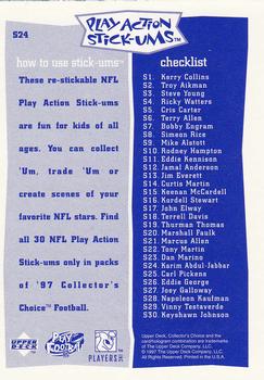 1997 Collector's Choice - Play Action Stick-Ums #S24 Karim Abdul-Jabbar Back