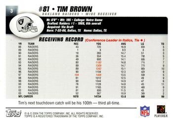 2004 Topps - Topps Collection #3 Tim Brown Back