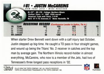 2004 Topps - Topps Collection #11 Justin McCareins Back
