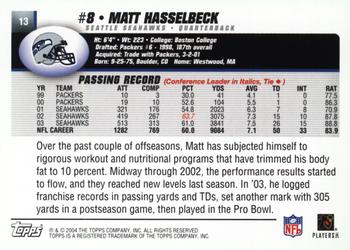 2004 Topps - Topps Collection #13 Matt Hasselbeck Back