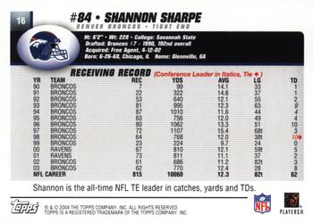 2004 Topps - Topps Collection #16 Shannon Sharpe Back