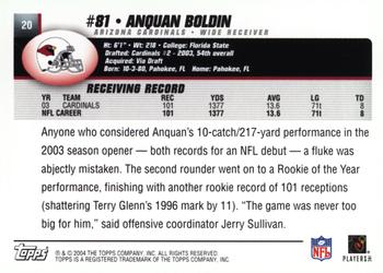 2004 Topps - Topps Collection #20 Anquan Boldin Back