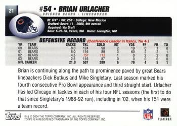 2004 Topps - Topps Collection #21 Brian Urlacher Back