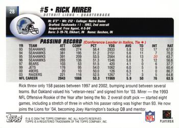 2004 Topps - Topps Collection #28 Rick Mirer Back