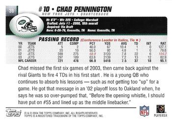 2004 Topps - Topps Collection #30 Chad Pennington Back