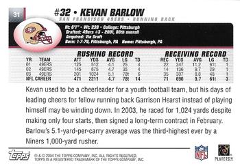2004 Topps - Topps Collection #31 Kevan Barlow Back
