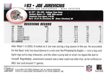 2004 Topps - Topps Collection #51 Joe Jurevicius Back