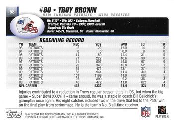 2004 Topps - Topps Collection #58 Troy Brown Back