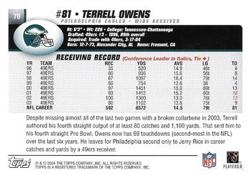 2004 Topps - Topps Collection #70 Terrell Owens Back