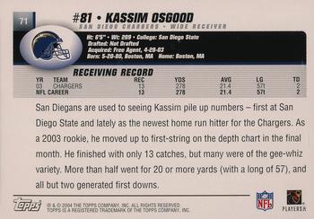 2004 Topps - Topps Collection #71 Kassim Osgood Back